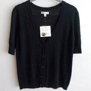 Croft&Barrow Sweater Cardigan - Black Small Short Sleeve Button Up - NWT (687)